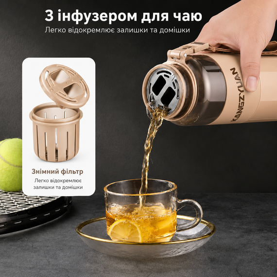 Спортивная бутылка KANGZYUAN 700 мл - Коричневая Tritan BPA-free, ударопрочная эко-бутылка с ремешком | Зображення 5