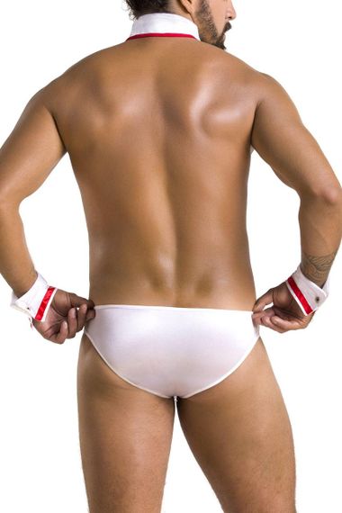 Комплект еротичної чоловічої білизни Passion 037 GREGORY L/XL White, труси, комірець, манжети Sex Aura | Зображення 1