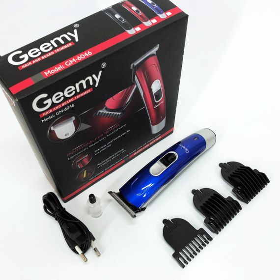 Машинка для стрижки волосся Gemei GM-6046, Акумуляторний універсальний тример для стрижки. Колір: синій | Зображення 7