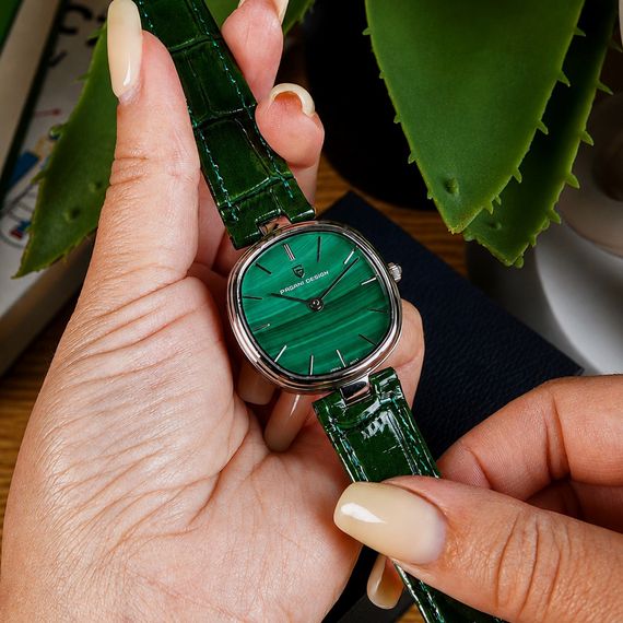Жіночий годинник Pagani Design PD-1825 Silver-Green Leather зі шкіряним ремінцем та зеленим циферблатом | Зображення 7