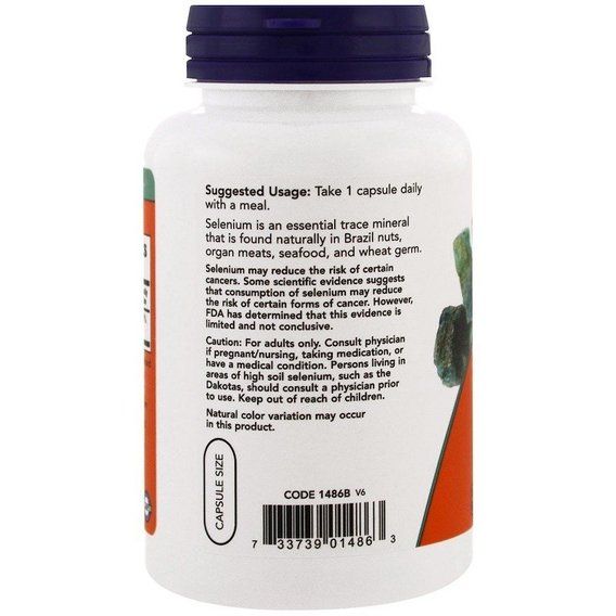 Селен NOW Foods Selenium 200 mcg 90 Veg Caps | Зображення 2