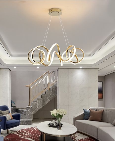 Люстра світлодіодна підвісна LED світильник для квартири на стелю лед 27501 Золото 35-180х75х75 см.