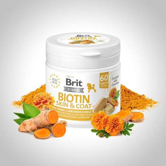 Вітаміни Brit Vitamins Biotin Skin & Coat Care для собак для шкіри та шерсті 60 таблеток | Зображення 1