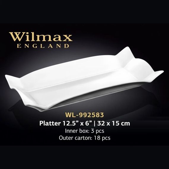 Блюдо порцелянове Wilmax WL-992583 фігурне 32х15 см біле для сервірування та подавання | Зображення 2