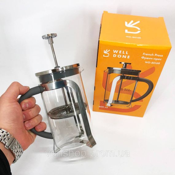 Френч-пресс для дома и офиса, Френч-пресс с ручкой, Стеклянный заварочный чайник для чая чайники XT-53 | Зображення 5