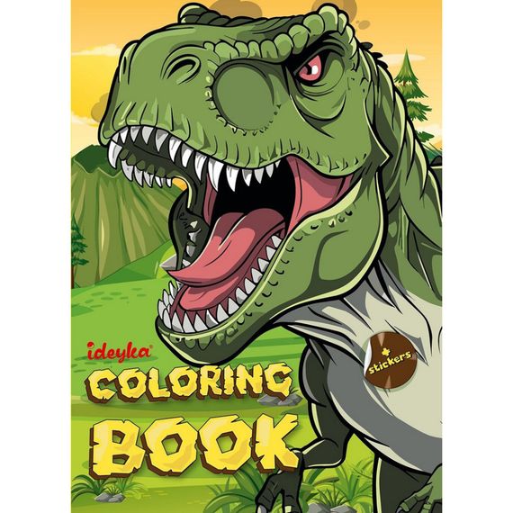 Детская раскраска со стикерами "Мир хищных динозавров" CB25, 16 страниц