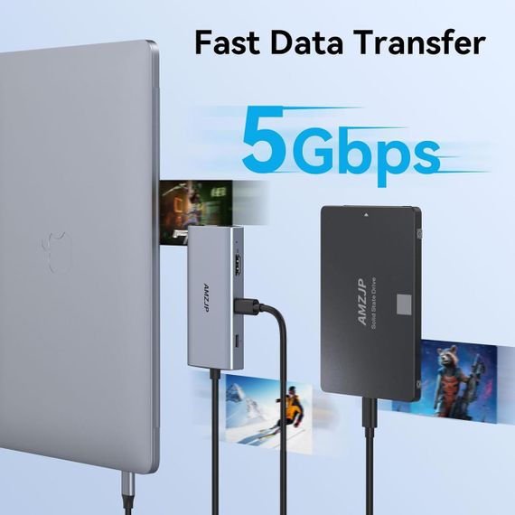 Хаб 8-в-1, многопортовый концентратор USB-C с HDMI 4K, VGA 1080p PD 100W 2xUSB-A кардридеры SD/TF док-станция | Зображення 4