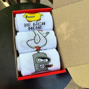 Подарочный набор мужских носков в коробке размер 40-45 3 пары цвет белый  ч3бокс044