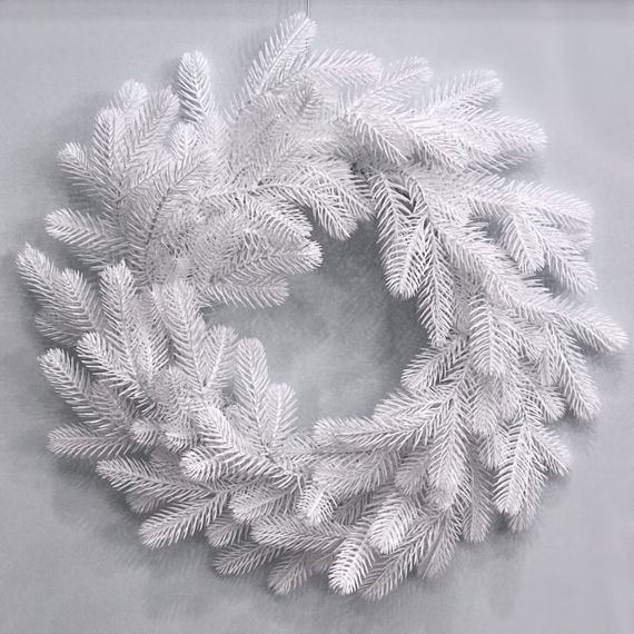 Венок новогодний рождественский Traditional из литой хвои d-50 см белый