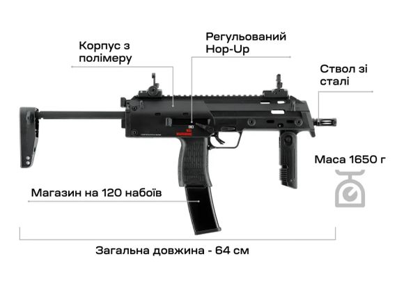 Пістолет-кулемет страйкбольний Umarex Heckler & Koch MP7 A1 AEG 6 мм | Зображення 5