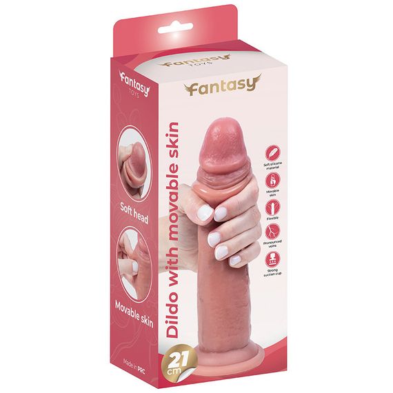 Реалістичний силіконовий фалоімітатор Silicone dildo with movable foreskin 21 cm Sex Aura | Зображення 3