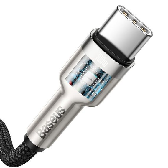 Дата кабель Baseus Cafule Series Metal Type-C to Type-C 100W (2m) (CATJK-D) Чорний | Зображення 3