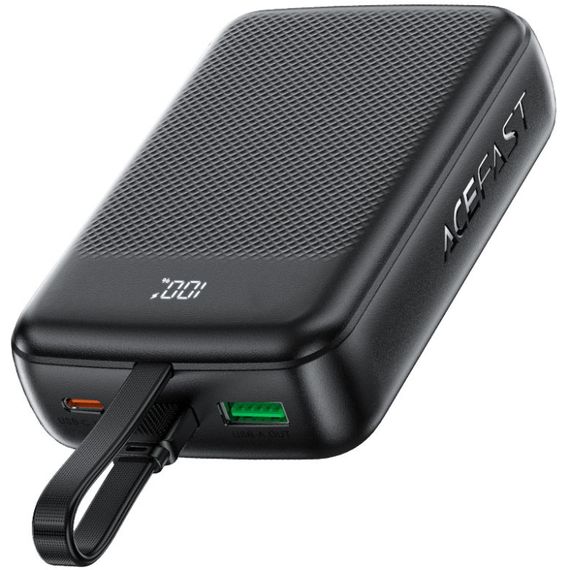 УМБ Acefast 20000mAh 22,5W PD,QC3.0 USB-A+USB-C In/Out,build-in cable M14 Black | Зображення 1