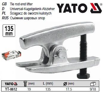 Съемник шаровых опор автомобиля YATO Польша Ø=175 l=135 YT-0612 | Зображення 1