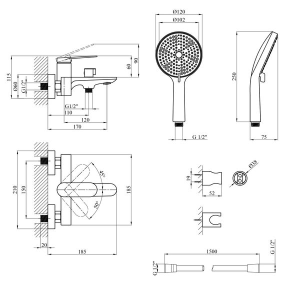 Змішувач для ванни Kroner Element 211315-0101 (CV035952) | Зображення 7