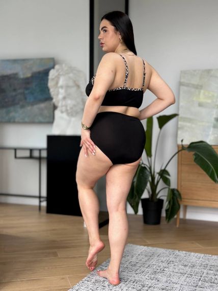 Чорний роздільний купальник PLUS SIZE з леопардовим принтом | Зображення 7