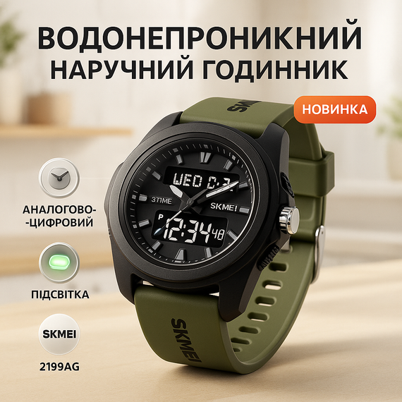 Спортивные мужские часы удобные SKMEI 2199AG, Армейские часы милитари Противоударные WP-53