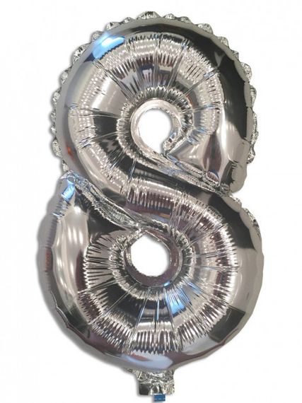 Фольгированная цифра 8 ("32)  серебристая, 80 см