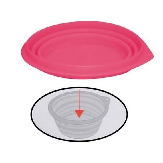 Миска складна силіконова для домашніх тварин 12.5*12.5*5,5см Рожева