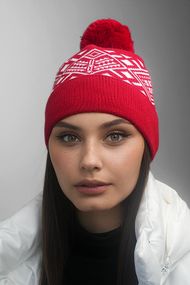Шапка «Skier» (7217) красный + белый