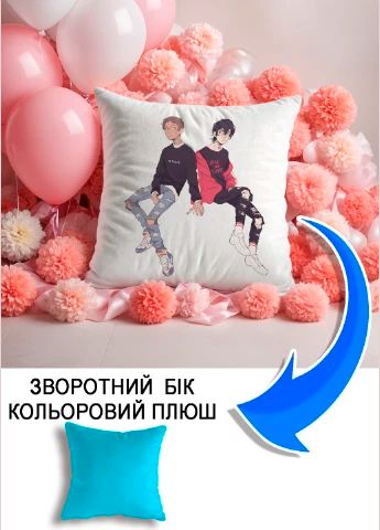 Подушка плюшева Мерч Крафт Дизайн з принтом аніме Voltron klance блакитний плюш квадратна 33х33 см