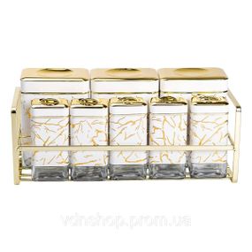 Набор для приправ и специй на подставке 8 штук с крышками Белый HP-1365