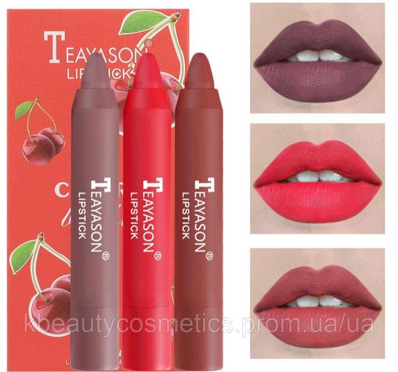 Набір помад-олівцем для губ Teayason Lipstick Вишня | Зображення 1