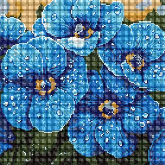 Алмазная мозаика "Фиалки в росе" ©art_selena_ua AMO8228, 40х40 см