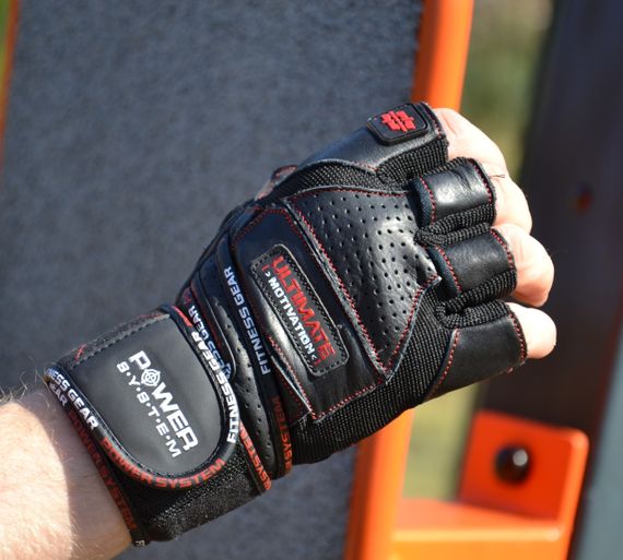 Рукавички для фітнесу Power System PS-2810 Ultimate Motivation Black/Red Line L | Зображення 2
