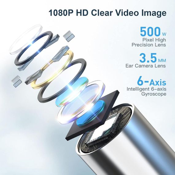 Комплект для удаления ушной серы 1080P беспроводной очиститель ушей с камерой с 6 светодиодами 4 мм визуальный | Зображення 4