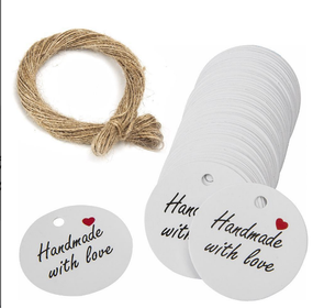 Бирка "Hand made with love" (100 шт) Колір білий