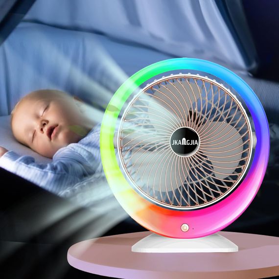 Настольный вентилятор с LED подсветкой, USB-зарядкой /  Портативный вентилятор-увлажнитель воздуха 3 скорости, 1200 мАч | Зображення 3
