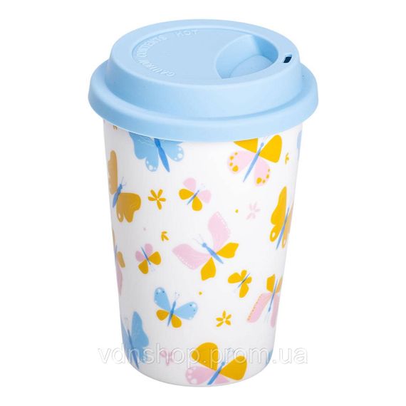 Фарфоровый стакан с силиконовой крышкой и отверстием для трубочки 420 мл Белый RX-N240546W | Зображення 1