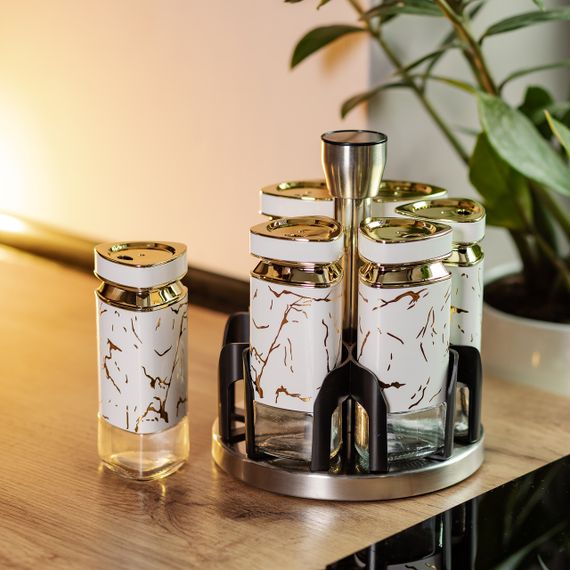 Набор баночек для специй 6 шт 120 мл карусель для хранения специй HP-1332 | Зображення 5