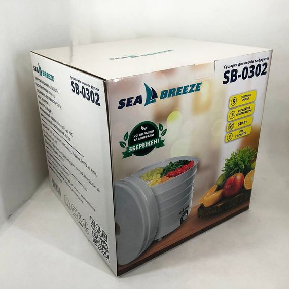Сушка сушилка электросушка овощей и фруктов SeaBreaze SB-0302 4 секции 520Вт, 11л с WS-830 регулировкой мощности | Зображення 1