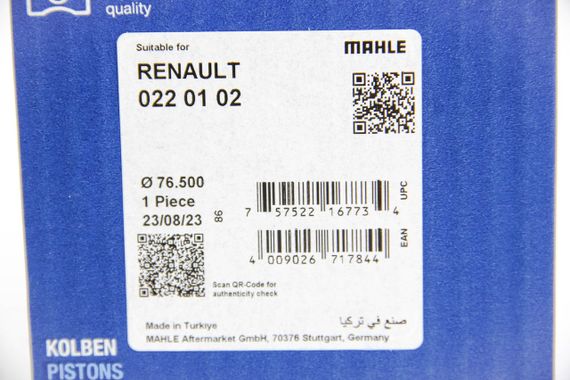 Поршень с кольцами RENAULT 76,50 K9K 1,5TD d26, MAHLE/KNECHT (0220102) | Зображення 2
