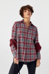 Сорочка в клітинку з подовженою спинкою - темно-червоний цвет, M (є розміри)