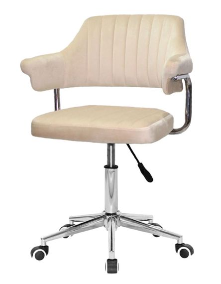 Крісло Jeff Modern Office велюр бежевий B-1032, на хромованій нозі-хрестовині модерн із колесиками | Зображення 7
