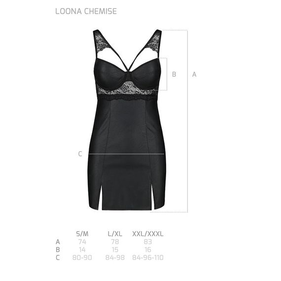 Бебі-дол з еко-шкіри та мережива Passion LOONA CHEMISE S/M, black | Зображення 6