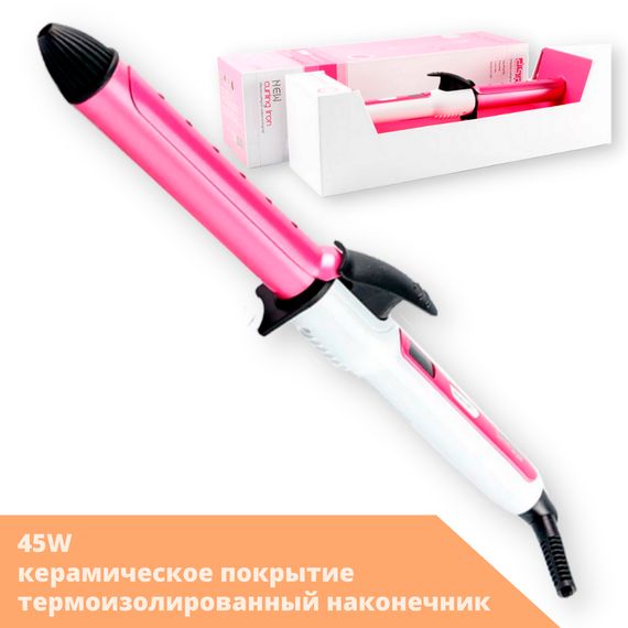 Щипцы для завивки волос (плойка) с керамическим покрытием DSP 20026 розовые 45W (20026_377) | Зображення 1