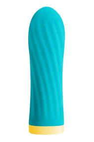 Вибропуля S Pleasures Bullets Twist & Shout Turquoise, бирюзовая, ребристая поверхность, 10 режимов Sex Aura