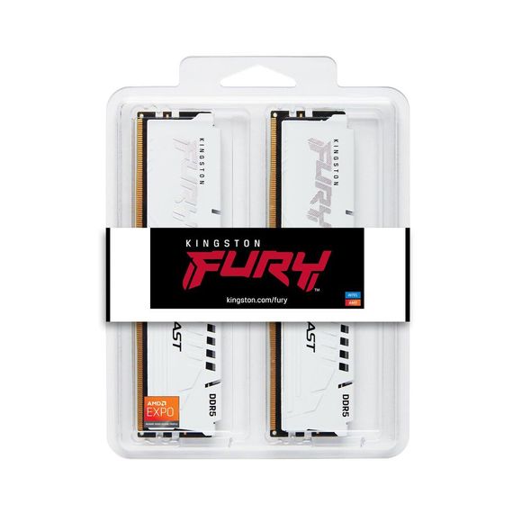 Модуль пам'яті для комп'ютера DDR5 32GB (2x16GB) 5200 MHz Beast EXPO White Kingston Fury (ex.HyperX) (KF552C36BWEK2-32) | Зображення 4