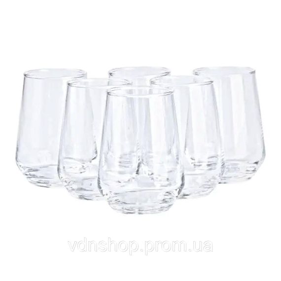 Набір склянок 6 штук по 390 мл скляний прозорий HP558 | Зображення 2