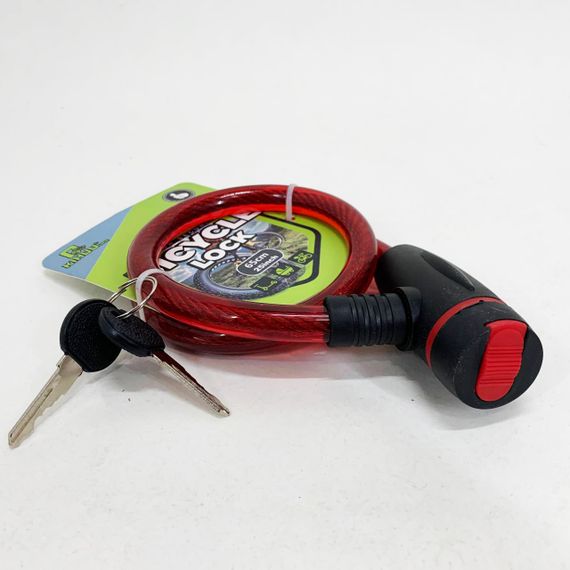 Замок велосипедний KIHUU LOCK 187, 15*65 тросовий, 2 ключі. Колір: червоний | Зображення 2