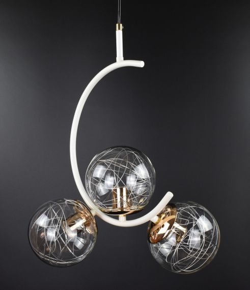 Люстра стельова на 3 лампочки 26496 Білий 45х24х40 см. | Зображення 3