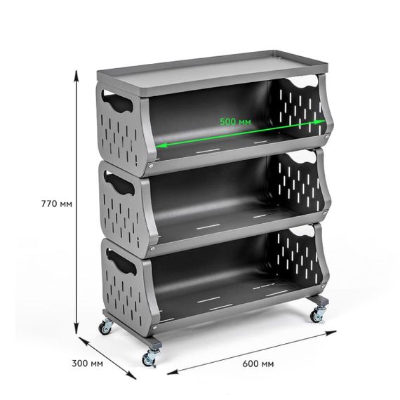 Стелаж універсальний для зберігання триярусний 60х30х77см SW-00002259 | Зображення 2