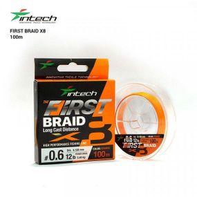 Шнур плетенный рыболовный Intech Интеч First Braid X8 Orange 100m 2.5 36lb /16.34kg