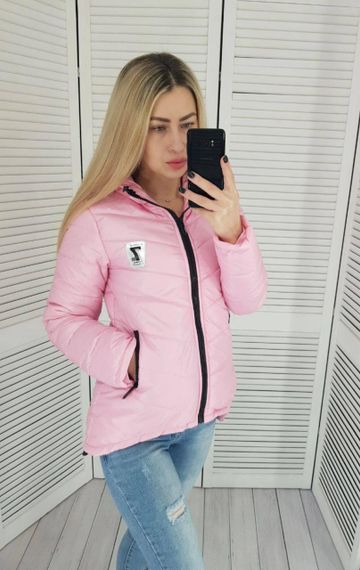Жіноча демісезонна куртка з емблемою, арт.210/7, рожевий | Зображення 1