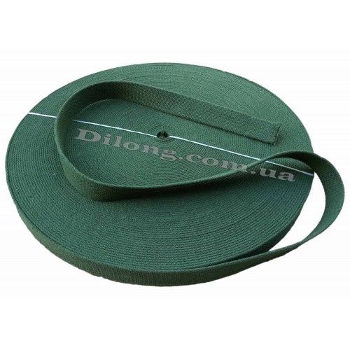 Бавовняна тасьма ЛХЗ-20, 20 мм, зелена (ціна за 1 м)