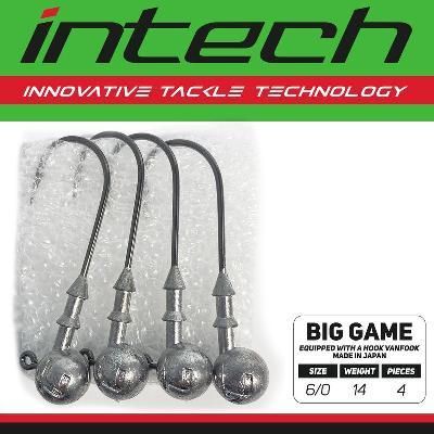 Джиг-головка, Гачки риболовні для силіконових приманок Intech Інтеч Big Game Puncher №6/0 14g 4шт